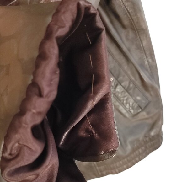 Leather Jacket Women's Large? Brown Zip Front Hand Painted Horses Modified - Picture 6 of 16